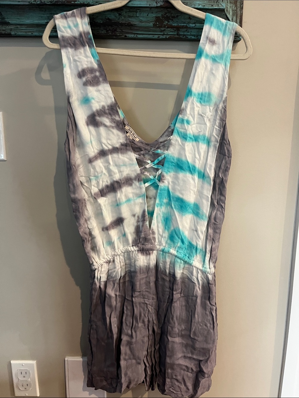 Lucky Brand Teal & Gray Tie-Dye Sleeveless One-Piece